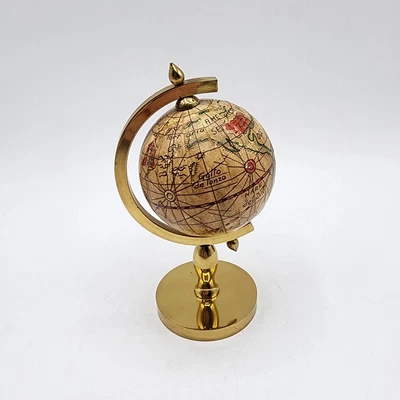 $24 • Buy Vintage Miniature World Globe Made In Italy Brass Base 4.75  High