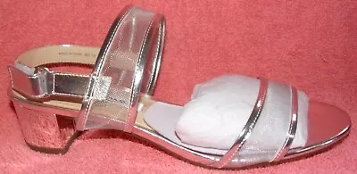 New Nina Ganice Silver Metallic Foil Slide Double Banded Sandals 7 M • $25
