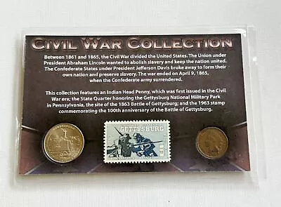 First Commemorative Mint Civil War Collection 1963 Gettysburg Stamp & Coin Set • $12.99