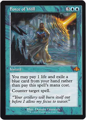 MTG Errors - Miscut - Dominaria Remastered RETRO BORDER M Force Of Will #284 • $69.99