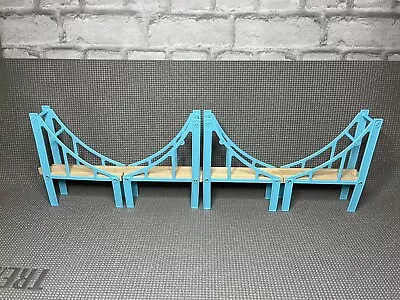 Wooden Train Track Double Suspension Bridge. Compat-with Brio BigJigs IKEA Etc • £14.99