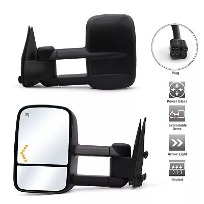 Pair Tow Mirrors For 1999 Chevy Silverado GMC Sierra Power Heated Arrow Signal • $77.44