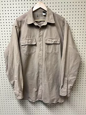 LL Bean Chamois Flannel Shirt Tan Brown XL Tall XLT 100% Cotton Mens Work • $27.99