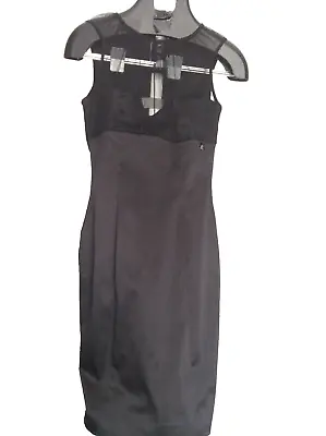 Miss Sixty Dress Women Medium Size Black/Dark Grey Workwear Party Sleeveless Lac • £12.87