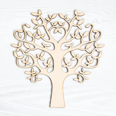 Wooden Tree MDF Shape Blank Family Tree Wedding Guestbook Crafting FREE Hearts • £2.25