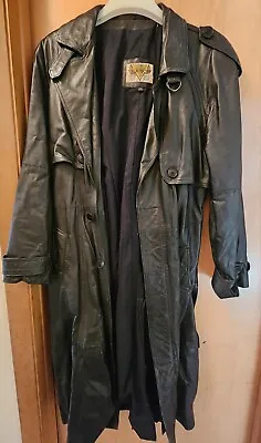 Vintage Full Length Coat Leather Trench Coat Long Black Men’s Medium PreOwned  • $55