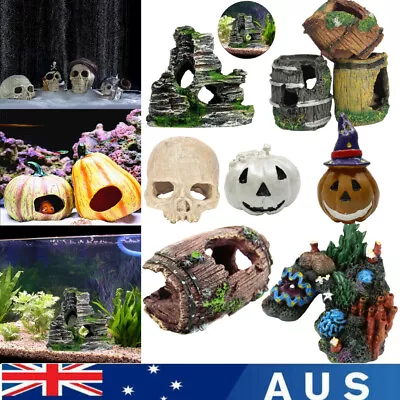 $7.99 • Buy Aquarium Ornaments Fish Tank Decor Boat Castle Bridge Landscape Accessories AUS