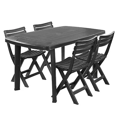 Large Collapsible Table With Folding Chairs Outdoor Garden Patio Furniture Set • £129.99