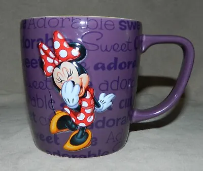 Disney Parks Minnie Mouse 3D Ceramic Coffee Mug Cup 16oz Purple W/Yellow Inside • $24.99