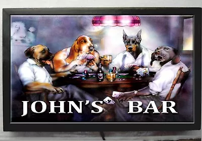 BAR SIGN - Large LED  Lighted Personalized POKER DOGS Bar Sign • $75.95