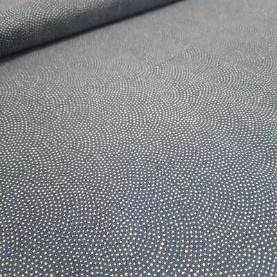 Traditional Japanese Wave Dotted Mid Blue Colour Cotton Fabric Quilting 88220 84 • £24