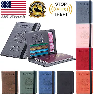 Men's RFID Blocking Slim Leather Travel Passport Wallet Holder Card Case Cover • $9.99