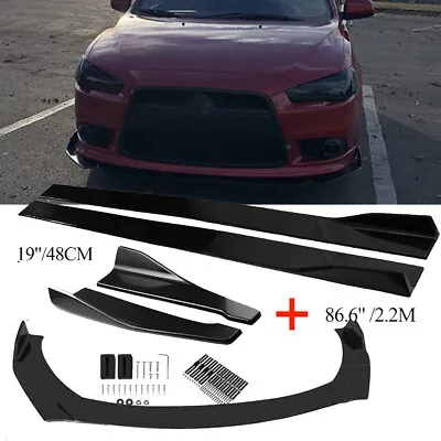 For Mitsubishi Lancer Evo X Front Bumper Lip Splitter Chin Spoiler & Side Skirts • $99.99