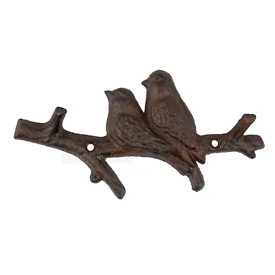 Love Birds On Tree Branch Wall Hook Key Rack Coat Hanger Cast Iron Rustic Style • $14.95