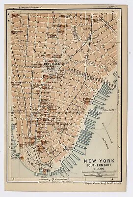 £22.12 • Buy 1904 Antique Map Of Southern Manhattan / New York