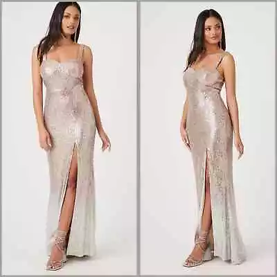 NEW Trixxi Gold Sequin Maxi Medium Sweetheart Neckline High Slit Holiday Sexy • $45