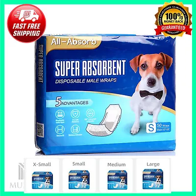 50 Pack Waist Disposable Dog Diapers Male Wraps Belly Bands Pet Soft All Sizes • $24.45