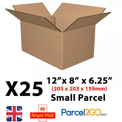 25 ROYAL MAIL SMALL PARCEL SIZE 305x203x159mm POSTAL CARDBOARD BOXES 12x8x6.25 • £13.99