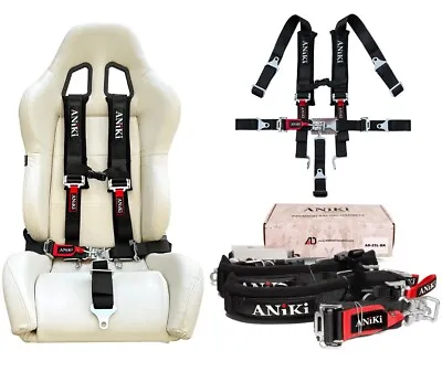 ANIKI BLACK 5 POINT 2  LATCH & LINK SEAT BELT HARNESS W/ SHOULDER PAD UTV ATV • $61.88