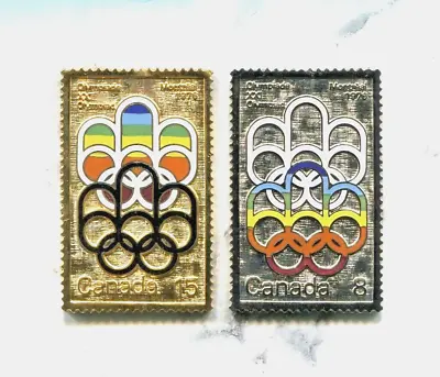 Fantastic Historical Canada 8 & 15 Cents Montreal Olympics 1976 Enamel Medals • $9.95