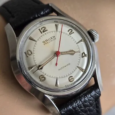 Vintage GRUEN Men's Automatic Watch 480SS 17Jewels Military Swiss 1950s • $295