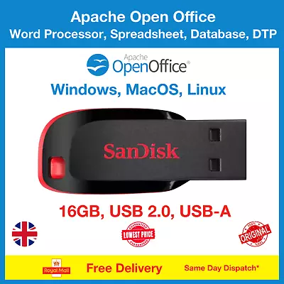 Apache Open Office Software Word Processor Spreadsheet Database Formula DTP • £14.99