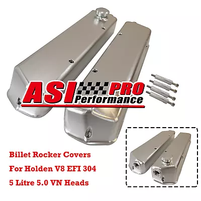 Billet Rocker Covers Suits Holden V8 EFI 304 308 5L VN Heads-Raw Finish -Notched • $1099