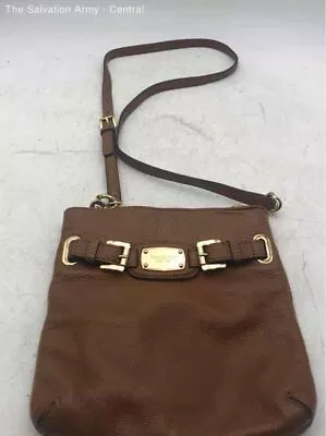 Michael Kors Womens Brown Leather Adjustable Strap Inner Pockets Crossbody Bag • $9.99