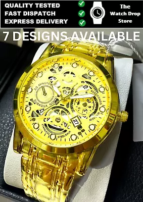 £11.95 • Buy ORUSS Men's Stainless Steel Business Watches Luxury Skeleton Quartz Wristwatch
