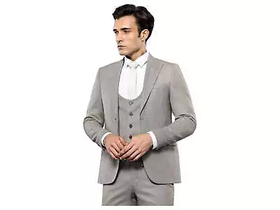 Men 3pc European Vested Suit WESSI By J.VALINTIN Extra Slim Fit JV45 Beige Brown • $74.99