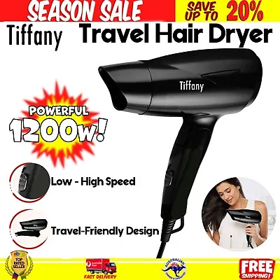 Tiffany 1200w Powerful Hair Dryer Styling Blower Adjustable Heat 2 Speed Folding • $24.90