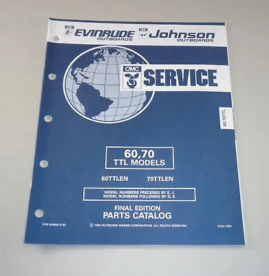 Parts Catalog Omc Evinrude Johnson Outboard 60/70 Ttl Models Stand 05/1992 • $21.20