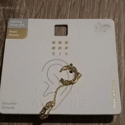 £13.99 • Buy Sterling Silver Argent 925 ,  Gold Plated  Double Earing With Connected Chain