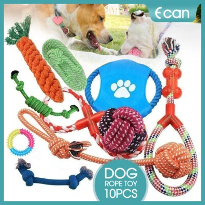 $17.50 • Buy 10PC Dog Braided Rope Toys Pet Puppy Chew Bite Toy Gift Tough Cotton Clean Teeth