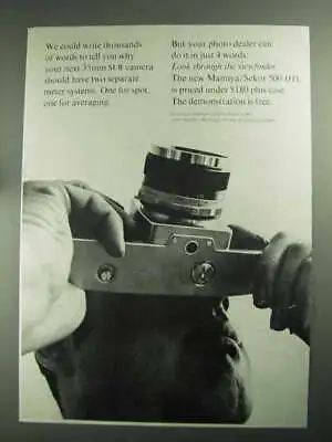 1968 Mamiya/Sekor 500 DTL Camera Ad - Write Words • $19.99