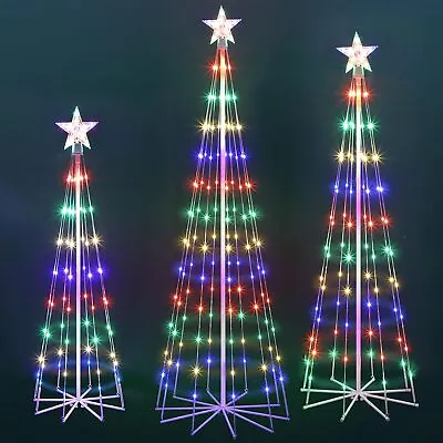 3PCS 4' 5' 6' LED Outdoor Christmas Tree Lights Outside Lighted Cone Xmas Decor • $99.99