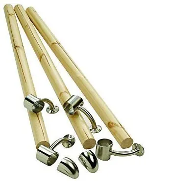 £130 • Buy Stair Handrail Kit Mopstick, Rail In Box Set Handrail Kit Pine & Chrome End Caps