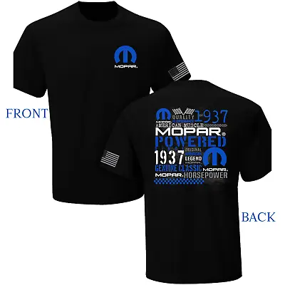 Mopar 1937 Logo Rally Stripe Short Sleeve Cotton T-Shirt Black Official Licensed • $17.99