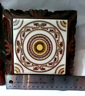 Vintage  Wooden Trivet With Dal Tile Insert Made In Mexico • $8