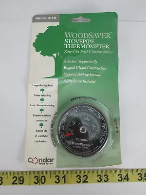 New NOS Condar WoodSaver Stovepipe Thermometer 3-16 Magnetic 0-900°F 0-500°C • $19.99