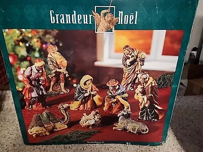 9 Pc Large Grandeur Noel Porcelain Nativity Set  • $55