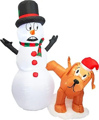 $92.41 • Buy Christmas Decorations 4 FT Inflatable Snowman Peeing Dog Holiday Outdoor Indoor