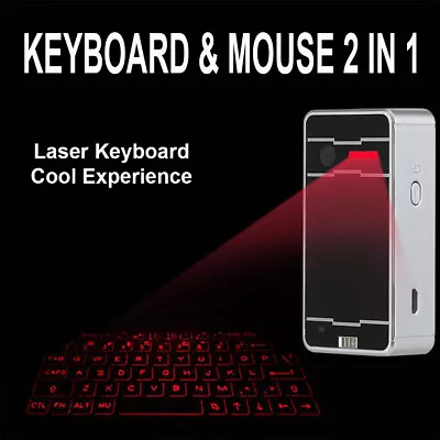 Portable Virtual Laser Projection Bluetooth Keyboard Mouse For Smartphone Silver • £33.36