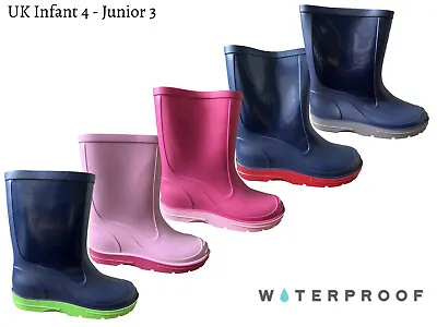 Kids Childrens Wellies Infant Wellington Baby Rain Boots Rubber Waterproof Shoes • £12.99