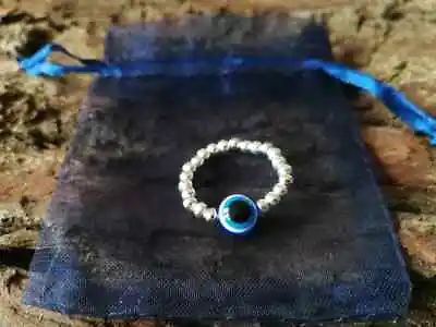 Evil Eye Ring Protection Success Kabbalah Ring Sterling Silver Stacking Gift • $5.60