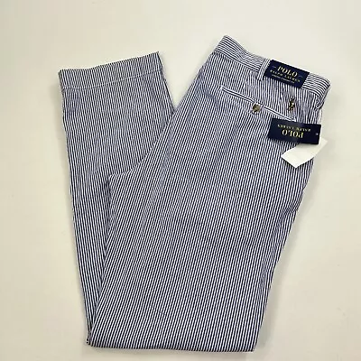 NEW Polo Ralph Lauren Seersucker Stretch Straight Fit Pants Striped Size 36x34 • $49.99