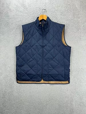 J.Crew Vest Mens XL Blue Authentic Outerwear Quilted Full Zip Coat Pocket NEW F1 • $50