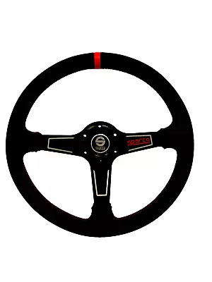 Sparco Racing Steering Wheel 350mm Deep Dish 4inch Black/Red PVC Universal Fit • $149.99