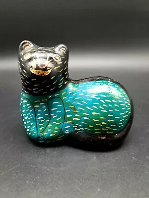 Talavera Mexico Resting Cat Folk Art Hand Painted Teracotta Pottery • $15