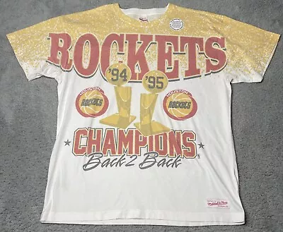 RARE Vtg Mitchell & Ness Houston Rockets NBA Champions Basketball Tshirt Mens XL • $124.99